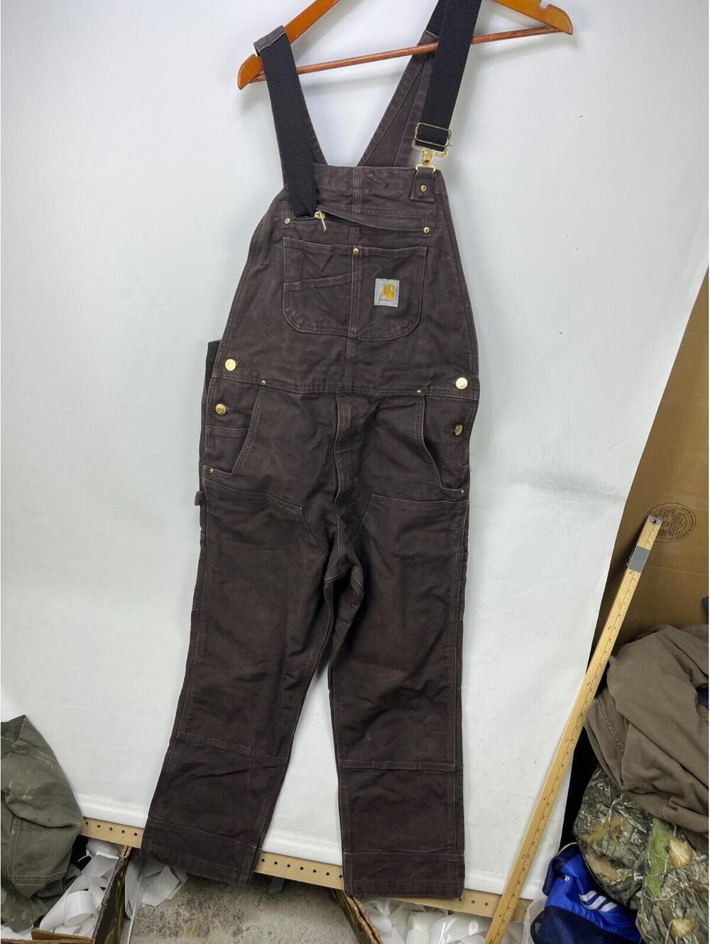 Vintage Carhartt  Brown Canvas Double Knee Overalls 34 x 30